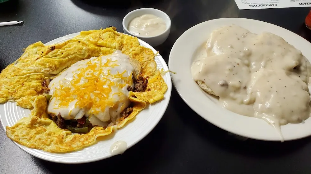 Open Face Omelet and Biscuits N Gravy